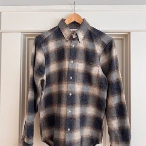 Naked & Famous Plaid Tweed Cotton Shirt Mens Small